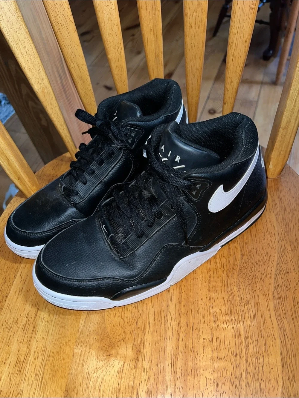 Nike Flight Legacy Black White Leather Sneakers BQ4212-002 Men’s Size US 10.5
